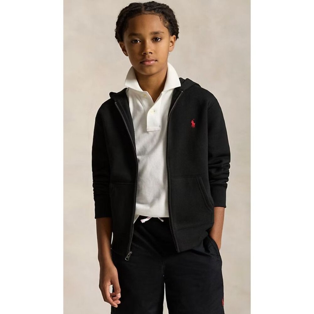 NWT Polo Ralph Lauren Boy's Fleece Full Zip Hoodie Black Size M (10-12) $60 [jb]